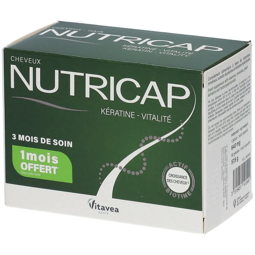 Vitavea Nutricap Keratine Vitalite Cheveux - Programme 3 Mois - 90 Gelules