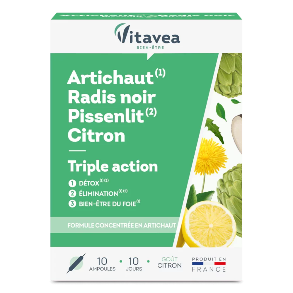 Vitavea Bien-etre Complement Alimentaire Artichaut Radis Noir Pissenlit Citron - 10 Ampoules