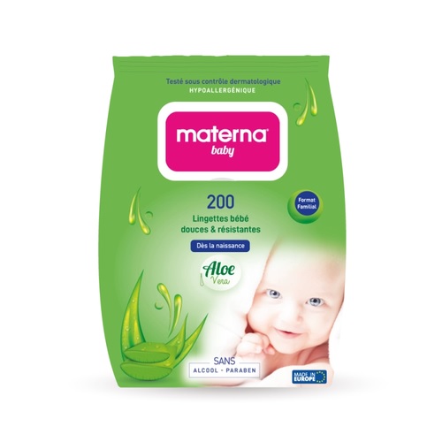 MATERNA BABY LINGETTES BÉBÉ ALOÉ VERA BT200