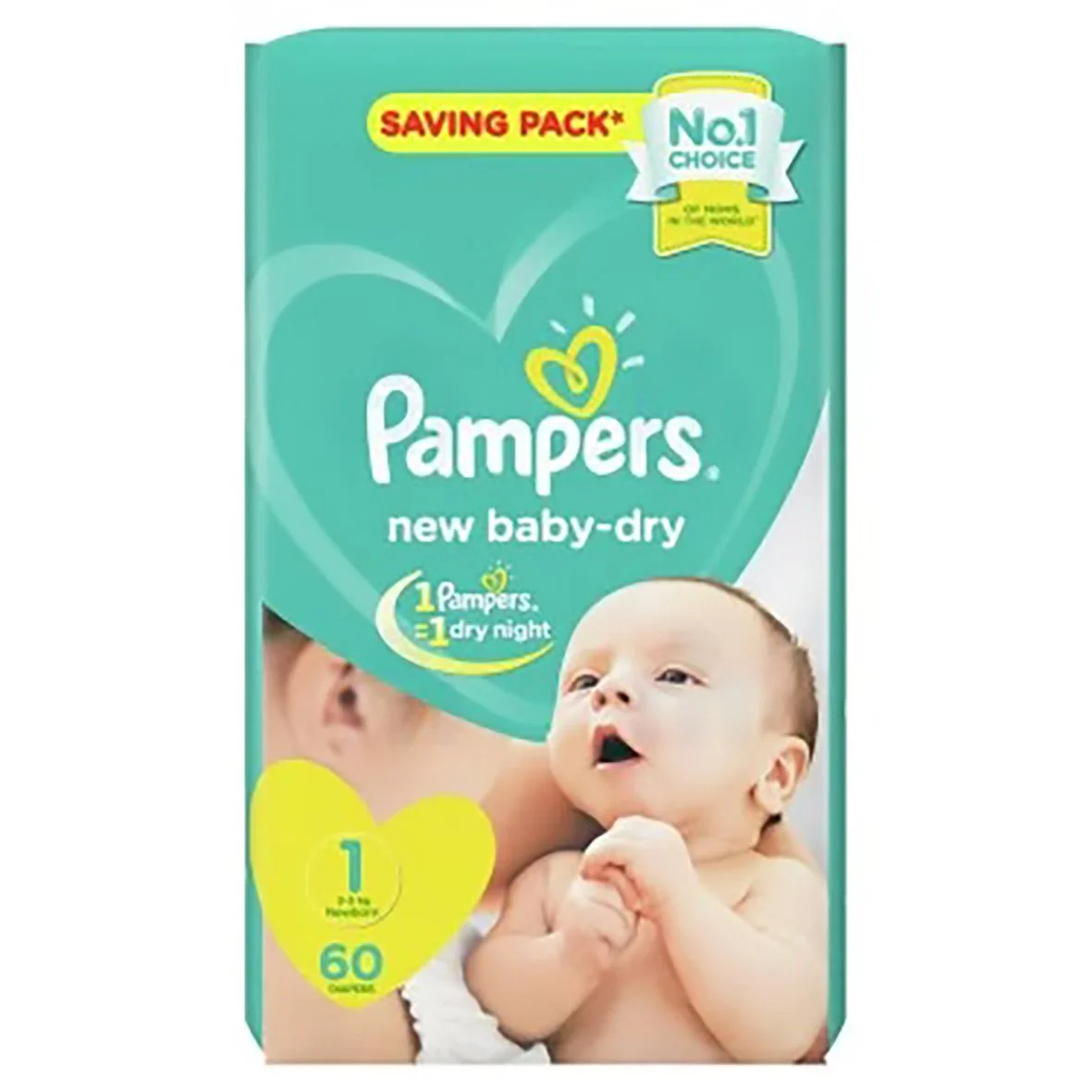 PAMPERS Baby-dry nouveau-né T1 (2-5 kg), 60 Couches