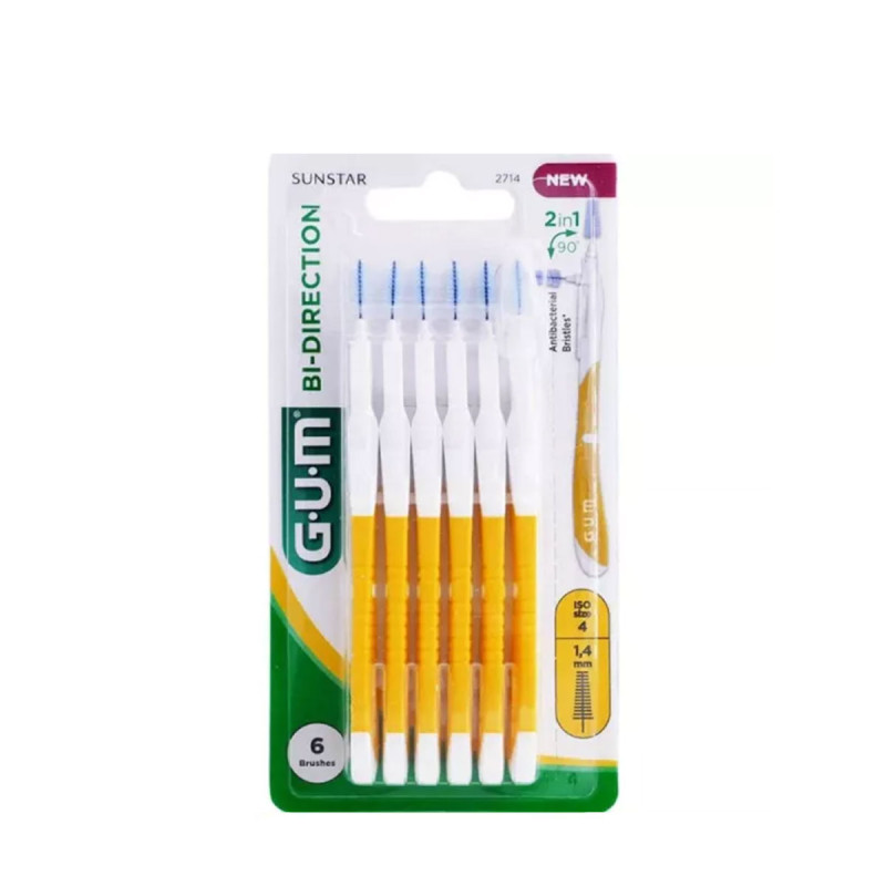 Brossettes Interdentaires - Gum Bi-direction - Taille 1,4 - Jaune - 6pcs