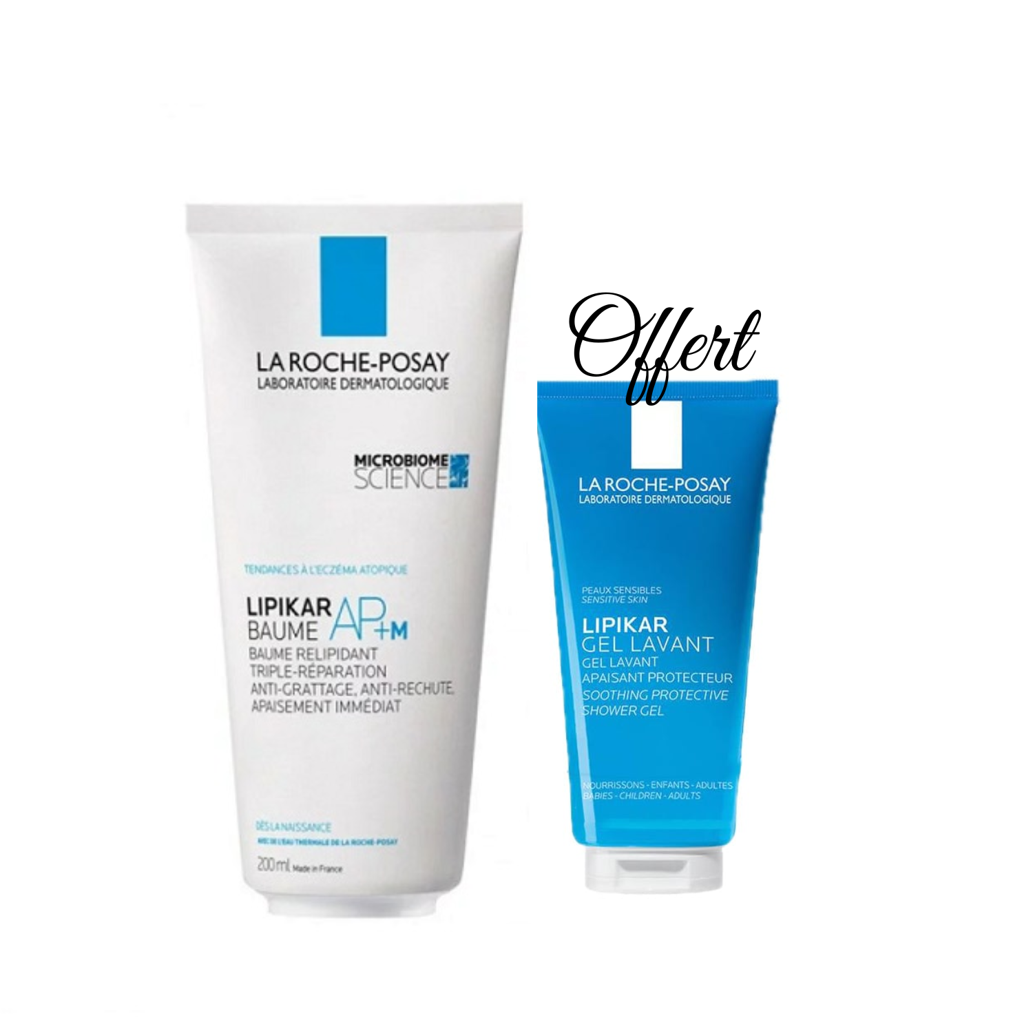 LA ROCHE POSAY LIPIKAR BAUME AP+M TRIPLE REPARATION 200ML + LIPKAR GEL LAVANT 100ML OFFERT