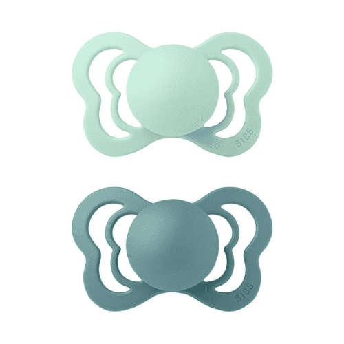 Bibs 2 Sucettes Couture Pacifier Nordic Mint Island Sea Size 2