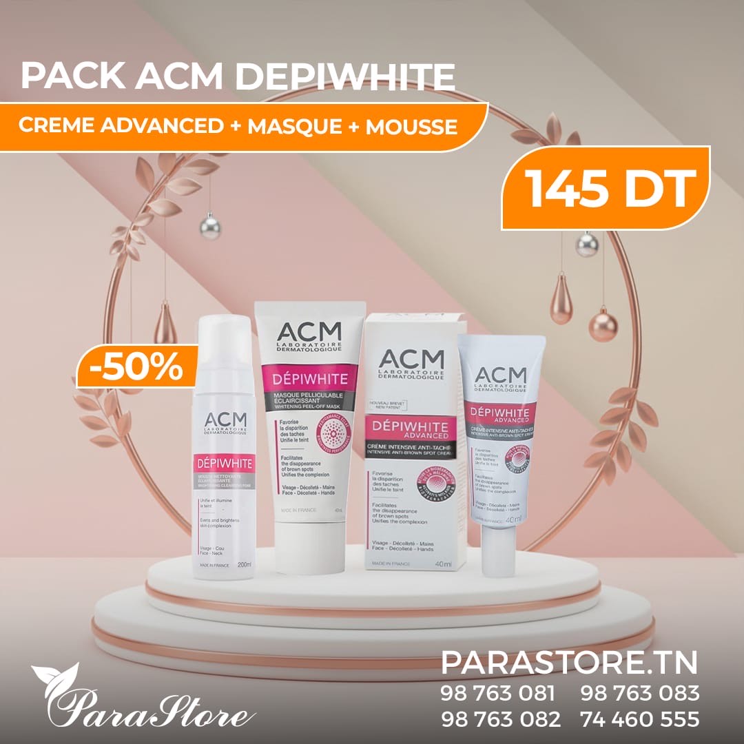 ACM PACK DEPIWHITE CREME ADVANCED + MASQUE +MOUSSE NETTOYANTE(50%)