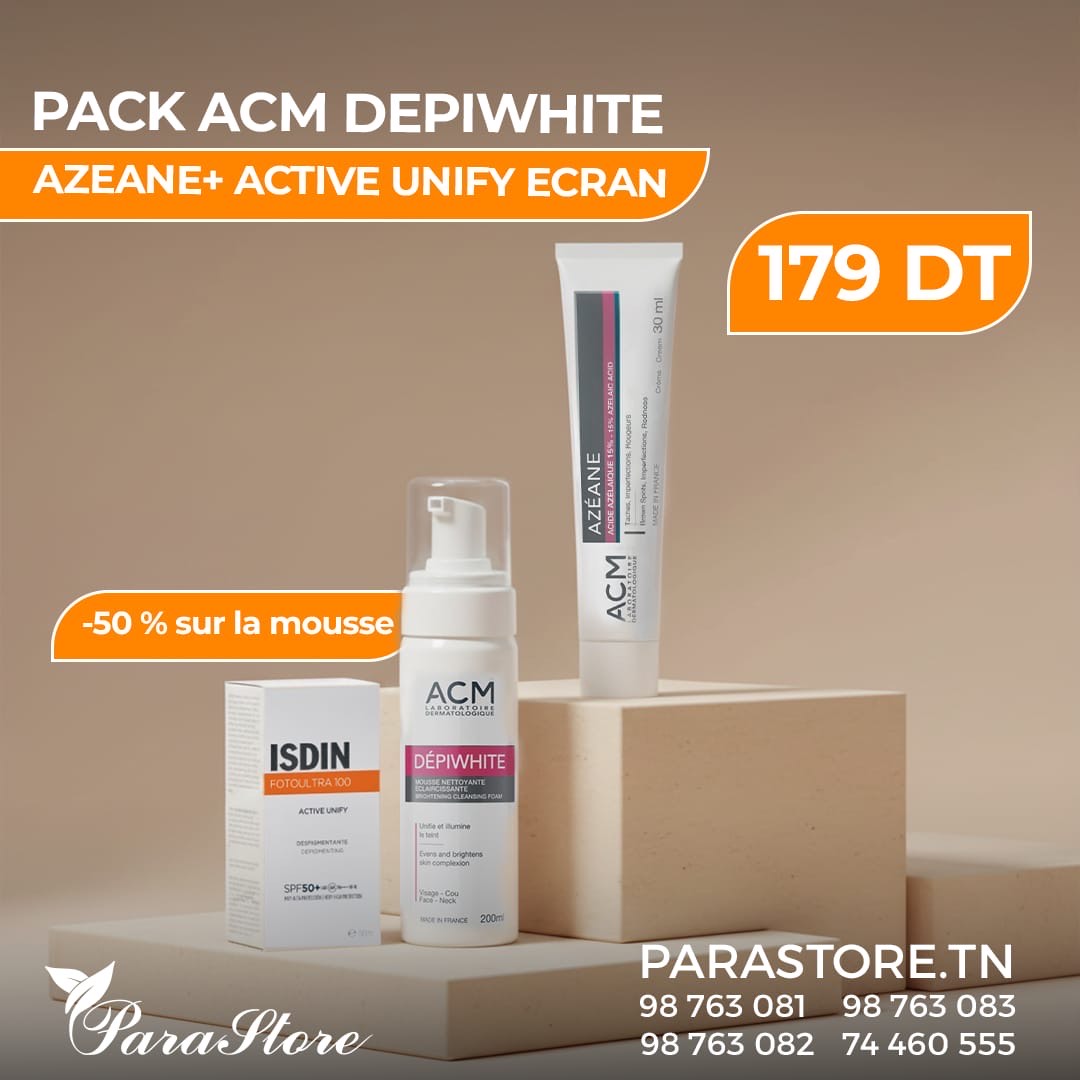 PACK ACM AZEANE CREME + MOUSSE NETTOYANTE(50%)+ISDIN ACTIVE UNIFY