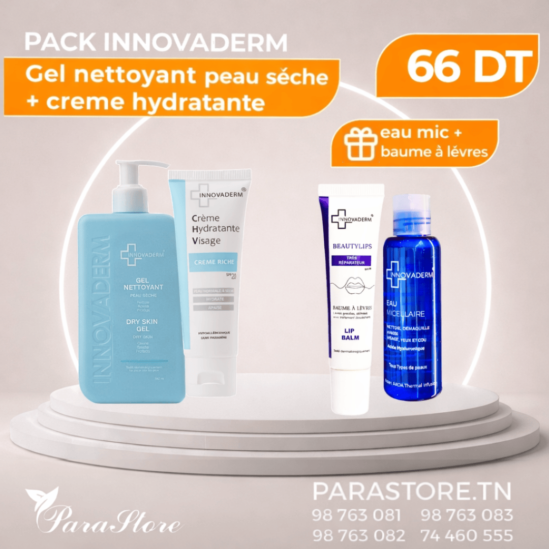 INNOVADERM PACK PEAU SECHE ECRAN+ CREME HYDRATANTE + EAU MICELLAIRE ET BAUME A LÈVRES GRATUIT