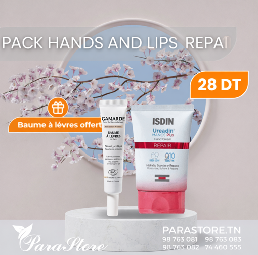 ISDIN PACK HANDS AND LIPS REPAIR UREADIN CREME MAIN Q10 REPARATRICE + GAMARDE BAUME A LEVRES OFFERT