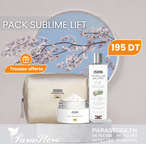 ISDIN PACK SUBLIME LIFT EAU MICELLAIRE + AGE REVERSE CREME DU JOUR + TROUSSE OFFERTE