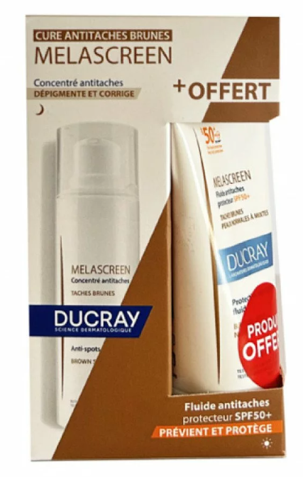 DUCRAY DUO MELASCREEN CONCENTRE ANTI-TACHES + FLUIDE ANTI-TACHES SPF50+ OFFERT