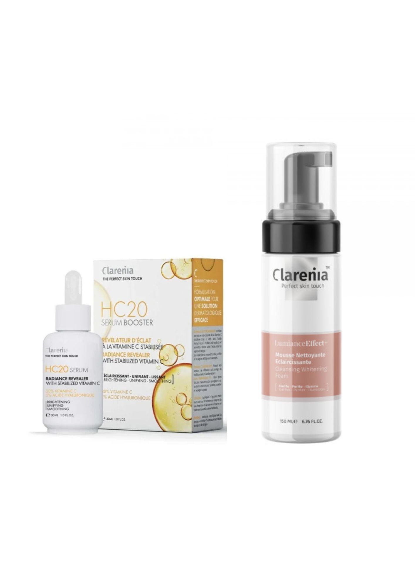 Clarenia Pack Serum Booster Hc20 30 ml + Mousse Nettoyante Eclaircissante 150 ml