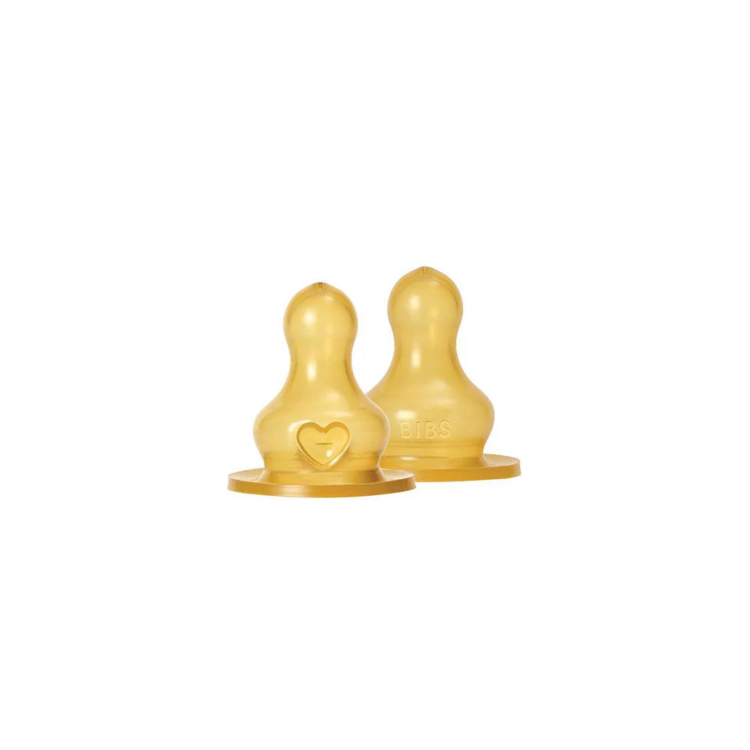 BIBS BOTTLE NIPPLE 2 PACK LATEX MEDIUM FLOW - CLEAR