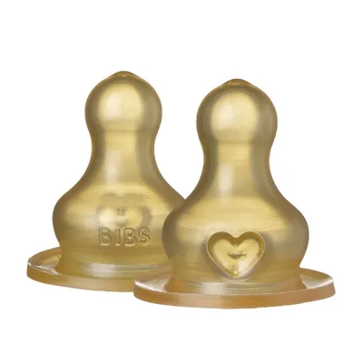 BIBS - LOT DE 2 TÉTINES DE BIBERON LATEX SLOW FLOW +0MOIS