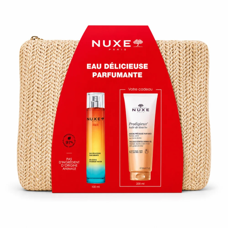 NUXE EAU DELICIEUSE PARFUMANTE+PRODIGIEUX HUILE DE DOUCHE 200ML (OFFERT)+TROUSSE (OFFERT)
