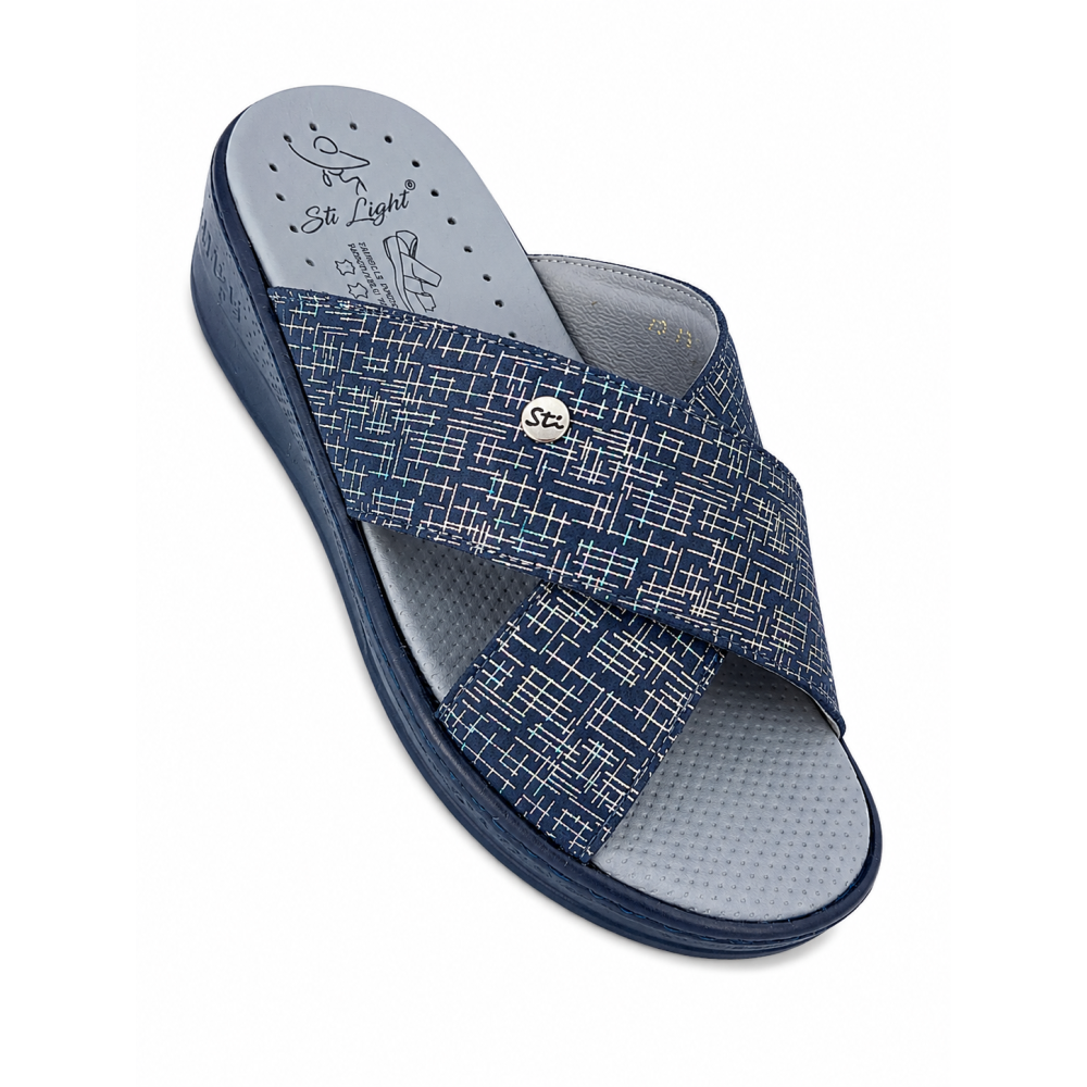 STI LIGHT CLAQUETTES ORTHOPÉDIQUES CROISÉES BLEUES FEMME