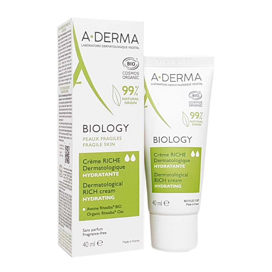 A-Derma Biology Crème Riche Dermatologique Hydratante Bio 40 ml