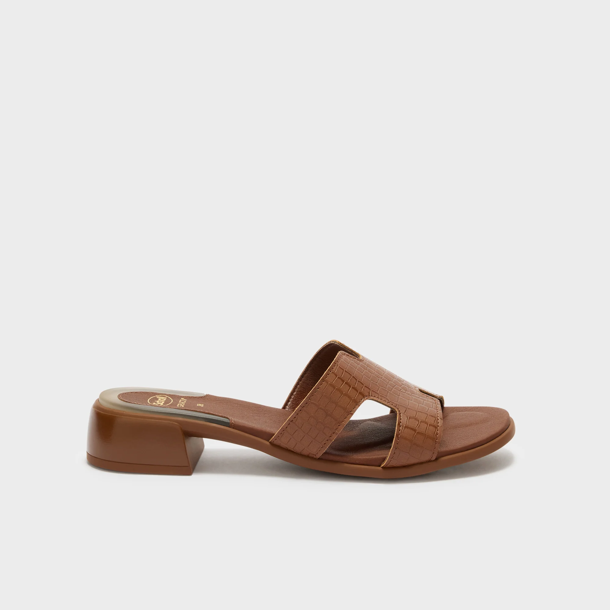 SCHOLL PANTELLERIA CROCO SANDALES À TALON EFFET CROCO AVEC COUSSIN GEL