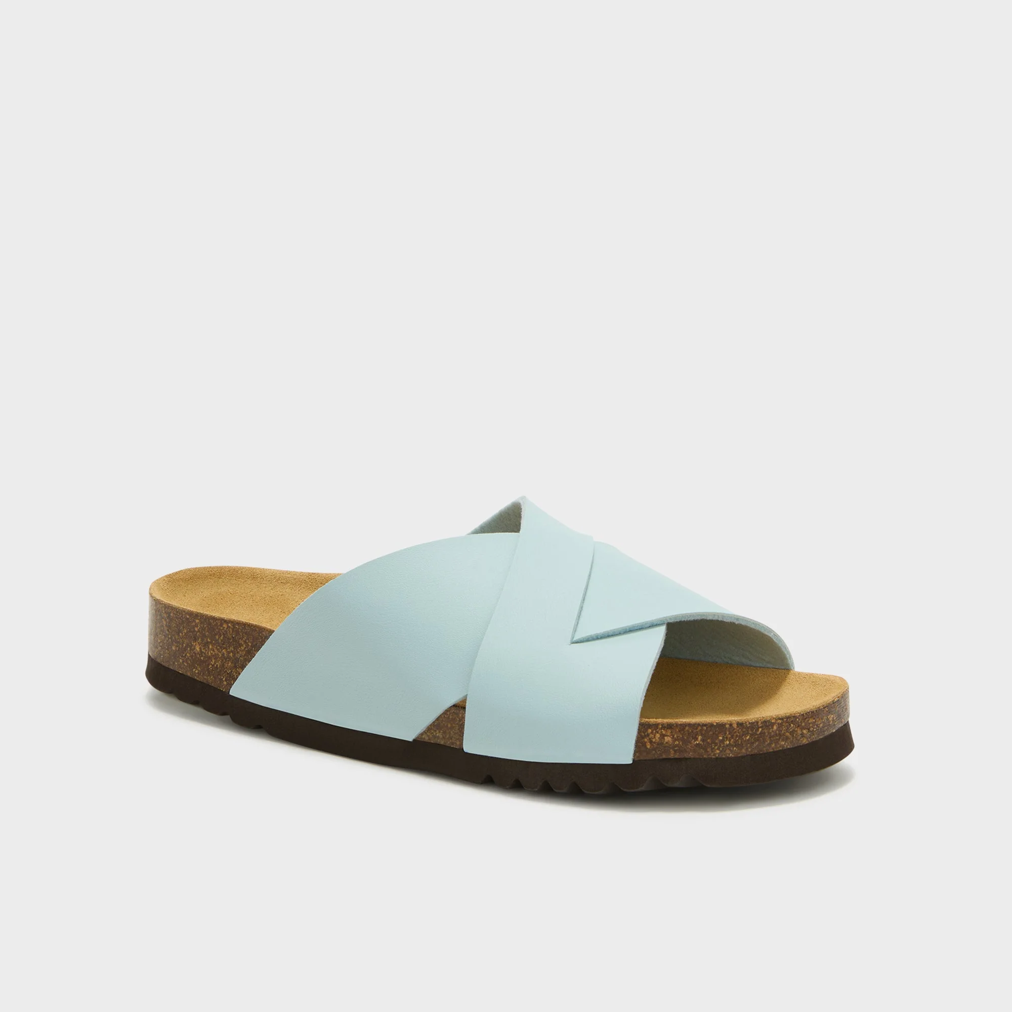 SCHOLL VIVIAN CROSS STRAP CORK SANDALS