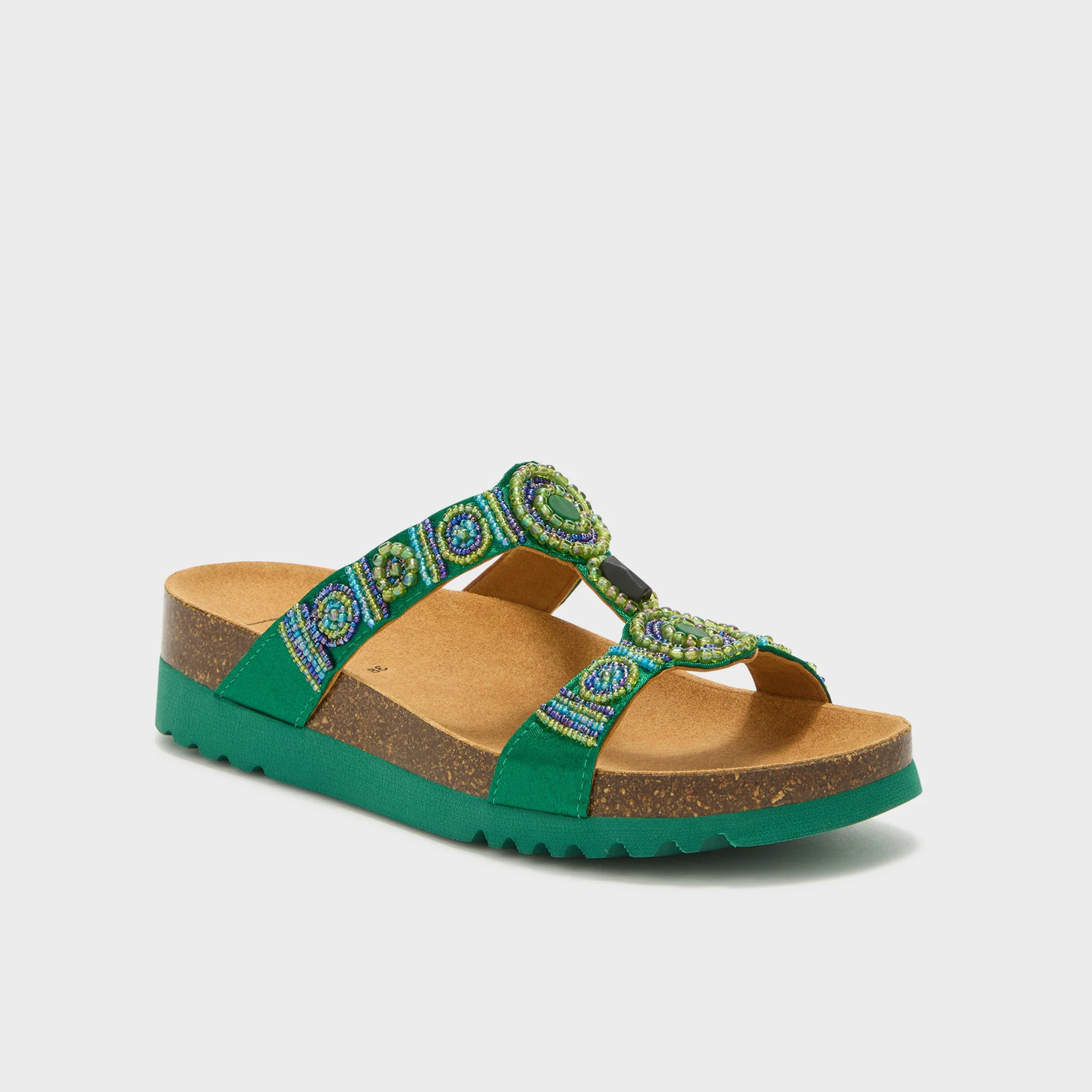 SCHOLL NEW BOGOTÁ WEDGE SANDALES À DEUX BRIDES AVEC EMPEIGNE ORNÉE DE PERLES