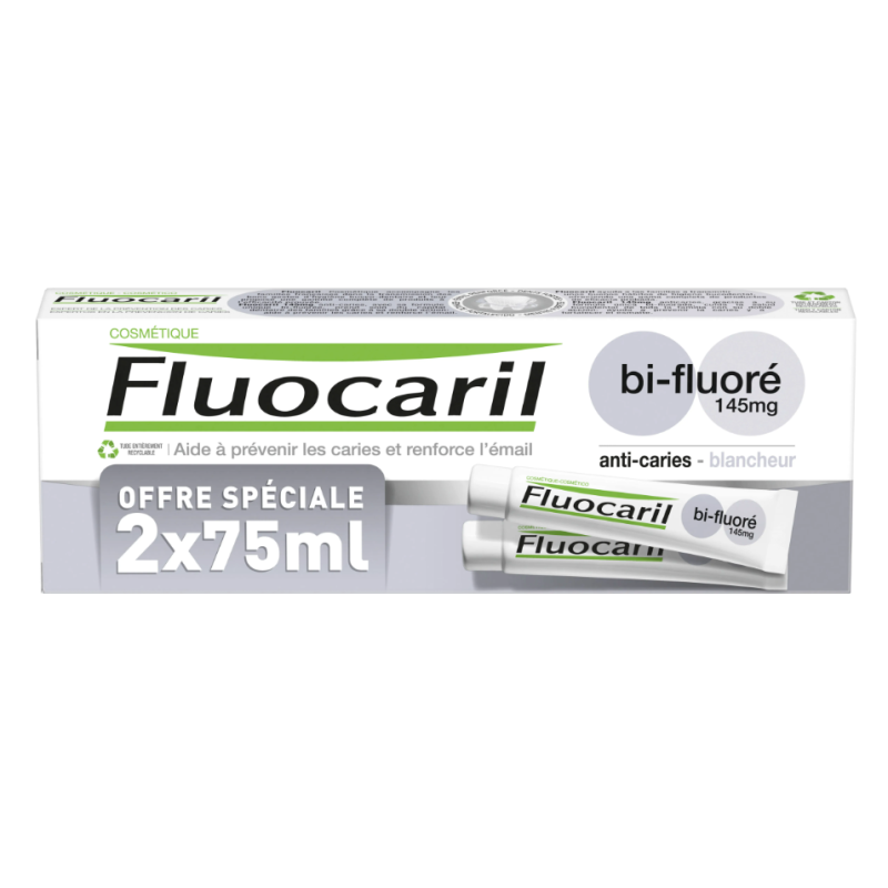 FLUOCARIL DENTIFRICE BI-FLUORE BLANCHEUR LOT DE 2 X 75 ML