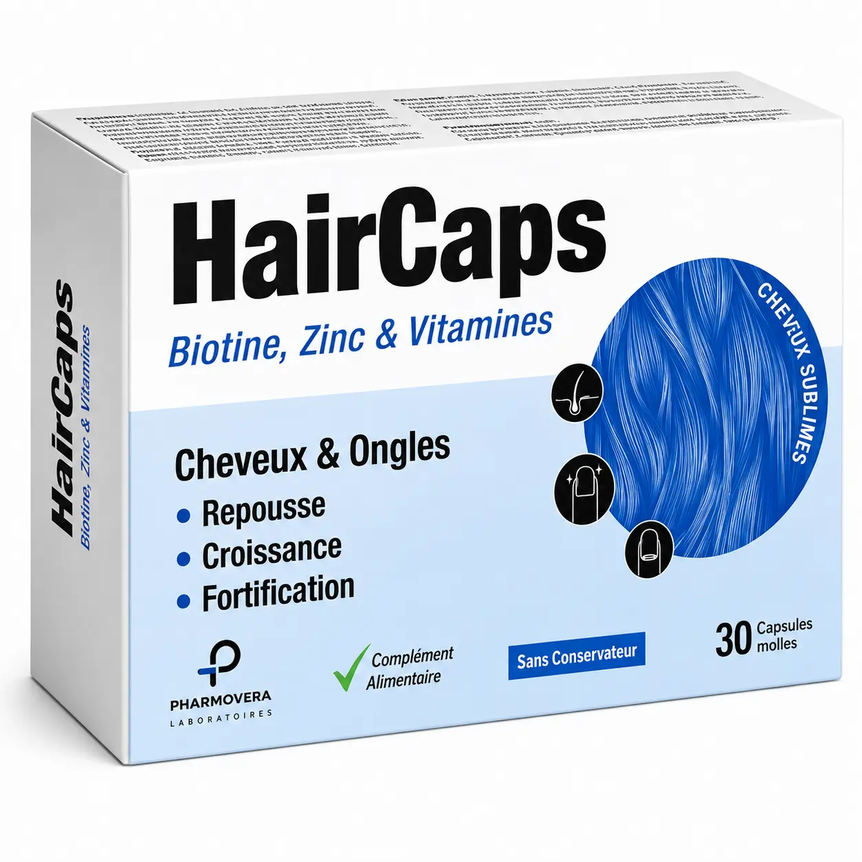 HAIRCAPS BIOTINE, ZINC ET VITAMINES 30 GÉLULES