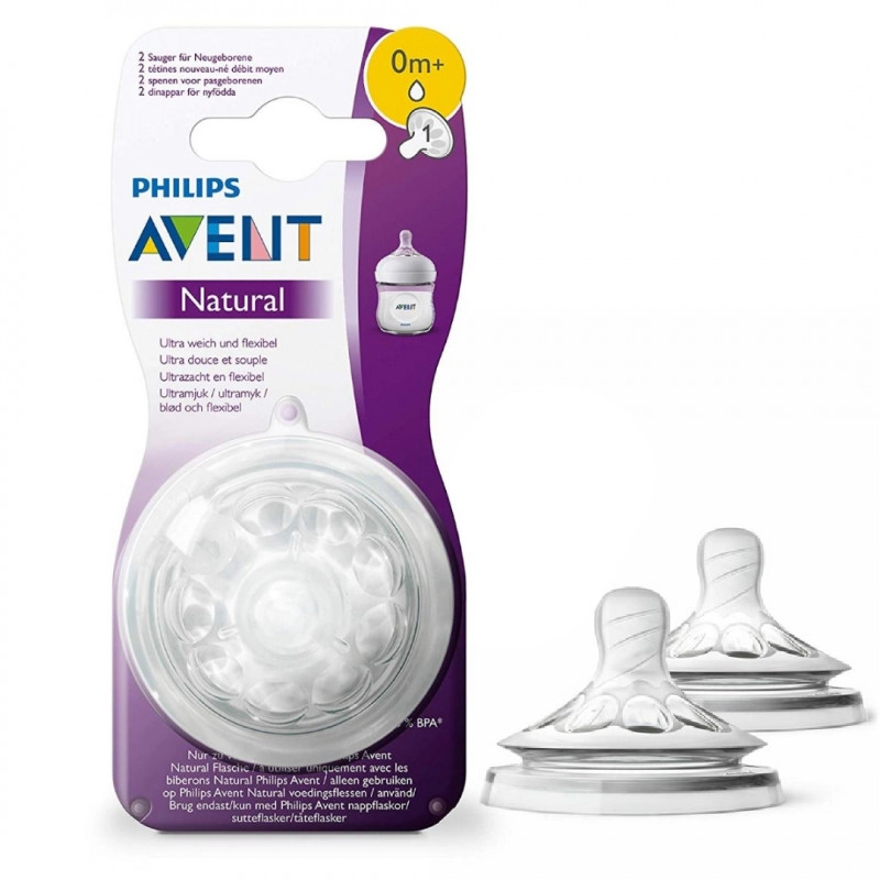 PHILIPS AVENT Tétine Natural 2 trous 0m+ Lot De 2